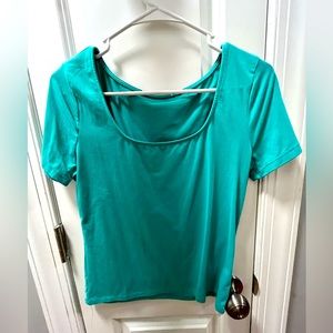 Cute ocean blue off the shoulder tee